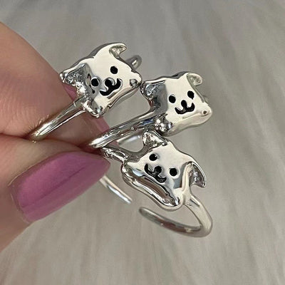 Simple Puppy Open Ring Female Cute Special-interest Design